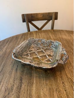 Arthur Court 1999 Grapevine Aluminum Casserole Holder w/ Original Pyrex Glass Baking Dish & Box