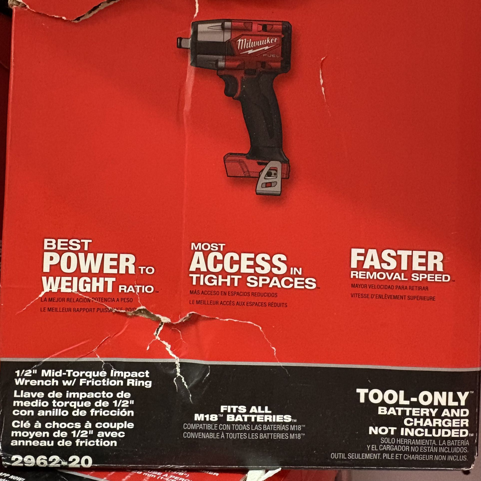 Milwaukee New 1/2” Mid Impact Wrench 18M Fuel Brushless