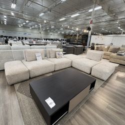 New 6pc Light Brown Module Low Profile Sectional 