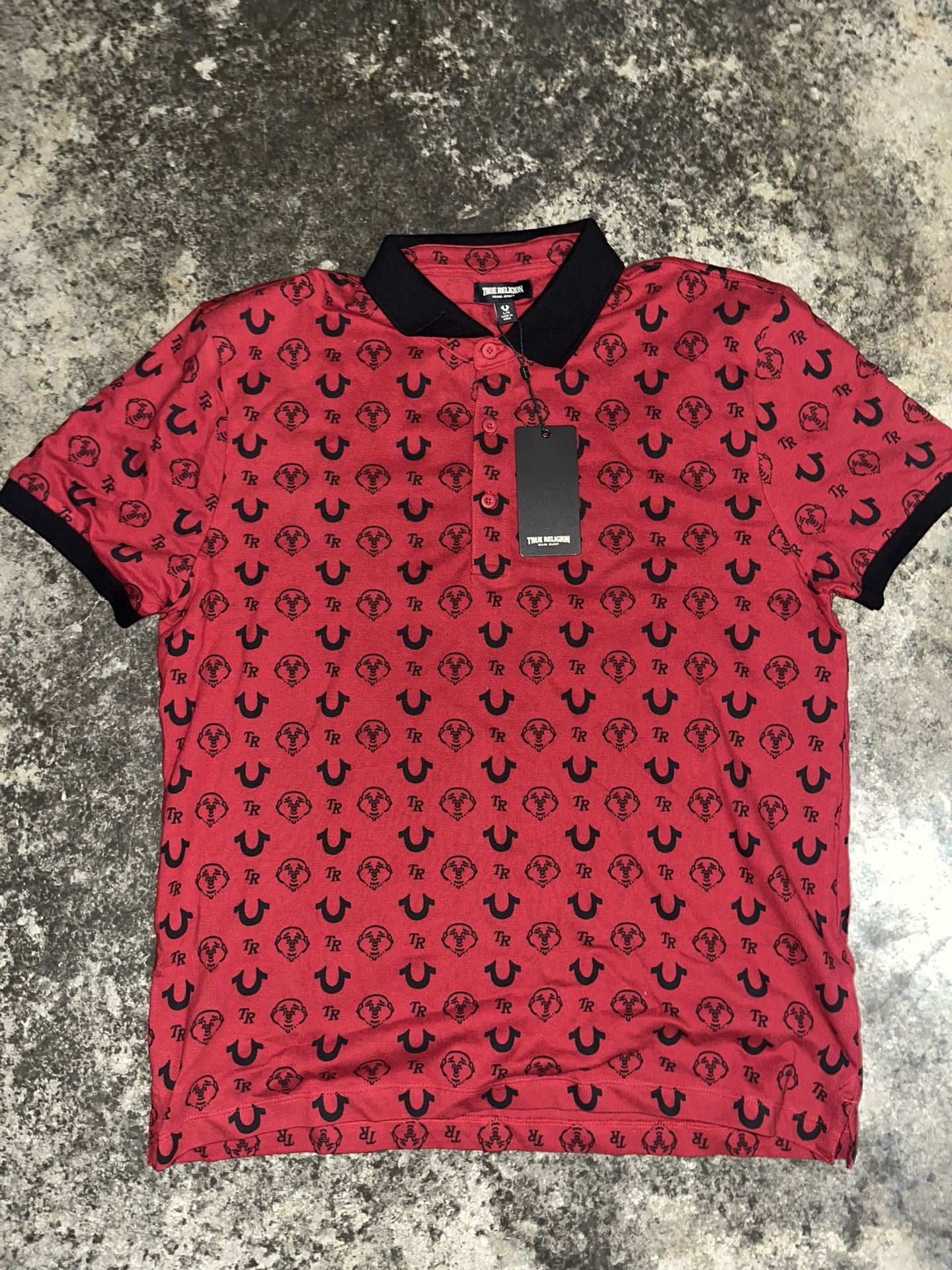 True Religion AOP MONOGRAM Polo Shirt Men’s Size L