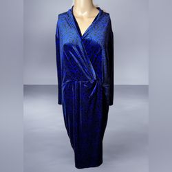 J.McLaughlin Womens Blue Felt casual Shift dress size XL 16859
