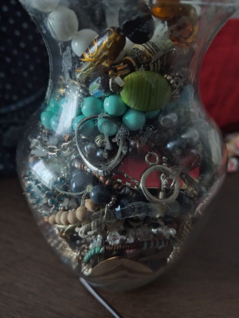 Jar Of Jewelry Or A Jar Of Crafts 