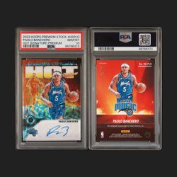 2023-24 Hoops Premium Stock Hot Signatures Auto /75 Paolo Banchero Prizm PSA 10
