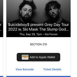 September 29th Kia Forum Grey Day Tour- Ski Mask And $not