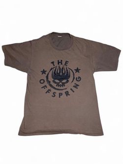 VINTAGE The Offspring Men T-Shirt Tab Olive Y2K Logo Crew Neck Skull Tee - Size Small #punkrock #bandtee   Measurements:  Pit to pit - 17in  Length - 