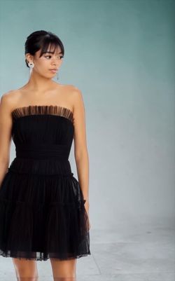 NWT Crystal Sky Classic Strapless Black Tulle Cocktail Dress S