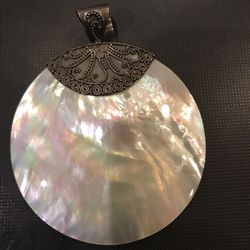 Sterling silver N Very large Pearl Disc Pendant