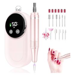 Brandnew 50000 RPM Nail Drill Professional, Rechargeable Cordless Electric Nail Kit with Bits & Anti-Slip Back Pad, Portable for Acrylic/Gel Removal &