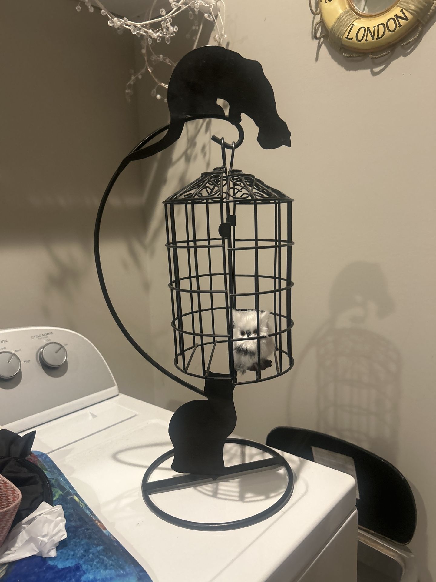 Vintage Metal Birdcage With Cats 22” Tall