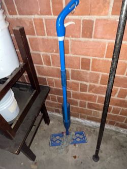 White And Blue Swiffer Duster Mop Handle Cleaning Janitorial Supply