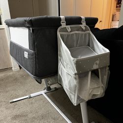 Baby Bassinet,RONBEI Bedside Sleeper,Baby Bed to Bed,Babies Crib Bed, Adjustable Portable Bed for Infant/Baby Boy/Baby Girl/Newborn (Dark Grey)