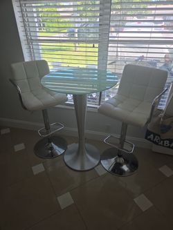 Bar stools and table
