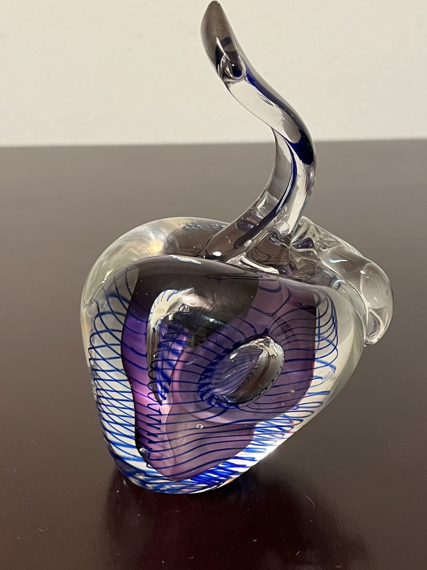 Art glass apple paperweight by USA artist Hal David Berger