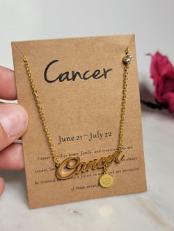 12 Constellation Zodiac Old English Letter Sign Pendant Necklace Astrology, Cancer