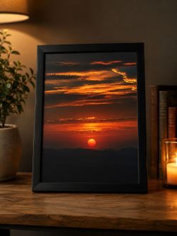 Framed Sunset Photography Print – 8.5x11 Wall Art – Vibrant Landscape – Ready to Hang
