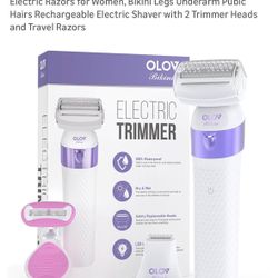 Bikini Trimmer for Women, IPX7 Waterproof Wet & Dry Electric Razors for Women, Bikini Legs Underarm Pubic Hairs Rechargeable Electric Shaver with 2 Tr