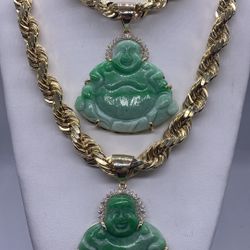 14K 12mm 28in &15mm30in diamond cut rope chain. diamonds jade Budhha sell separately.
