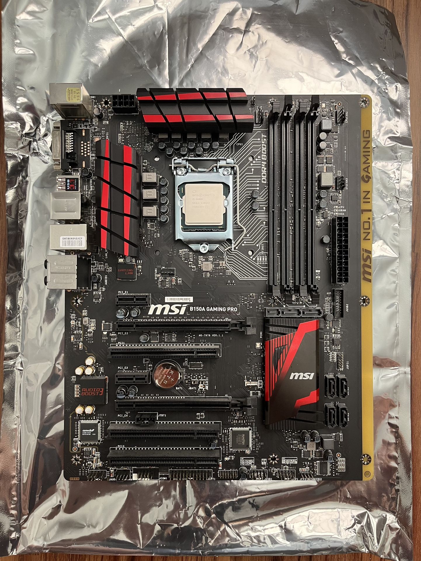 MSI B150A GAMING PRO + i5 6600k w/ IO SHIELD