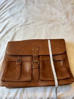 Unbranded Vintage Style Brown PU Leather Laptop Briefcase Messenger Bag 17”