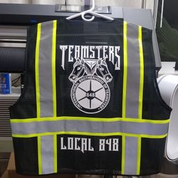 TEAMSTERS Union Safety Vest (Local 848) - Black w/White Vinyl
