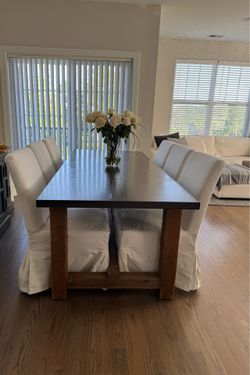 Restoration Hardware table - zinc and oak