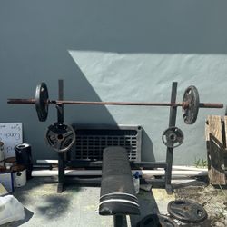 Weight Bench Weights And Bar 