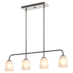 Tribesigns 4-Light Modern Nickel Linear Island Pendant with White Frosted Glass Shade, Brushed Nickel, 36.4 Inches