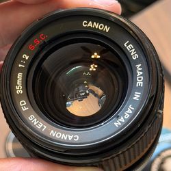 Canon FD 35mm f2 S.S.C. Prime Lens Breech Lock for Film Photography / AE-1  / Adapt to Mirrorless / Cinema Cameras