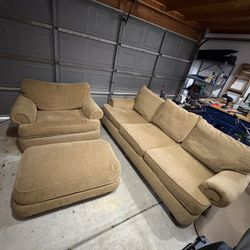 Free Delivery! Tan Sofa Couch, Chair And Ottoman