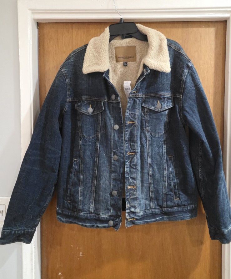 Men's Jacket Denim Sherpa Flex American Eagle XL Flex