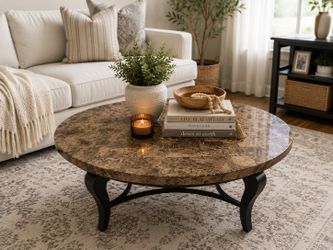 Elegant Real Marble Oval Coffee Table – Heavy, Excellent Condition
