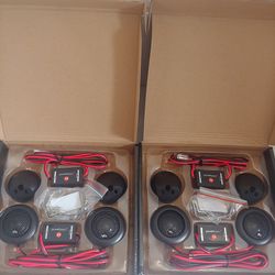 POWERBASS 2 PAIRS 1" DOME TWEETER 100 WATTS HIGH OUTPUT WITH 12 INLINE 12 DB CROSSOVER CAR TWEETER