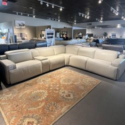 6PC Leather Power Reclining Sectional