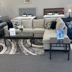 Grey Sectional W/ Pillows 
