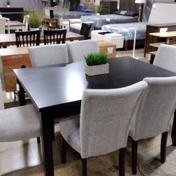 7pc Black Table With Storage on Both Sides (New)