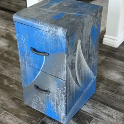 Hand-Painted Two-Drawer Filing Cabinet