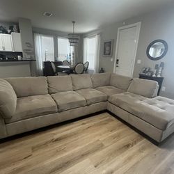 Taupe Sectional Sofa with Chaise – Modern L-Shaped Couch