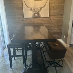 FOR SALE: Counter-Height Dining Table Set – Solid Wood w/ Padded Seating