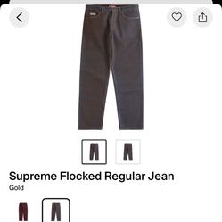 Supreme Flocked Regular Jeans Gold Brand New