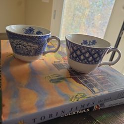 Spode Blue Room Cups Set of 2 Blue White Vintage Tea Coffee England
