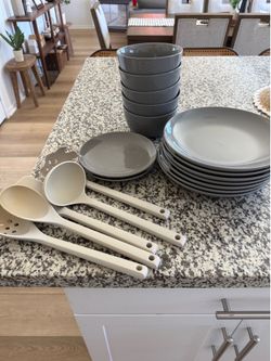 Plates, bowls, and utensils from Target