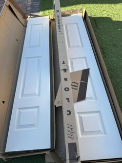 48in x 80in Textured 6-Panel Hollow Core Primed Composite Double Interior Closet Bi-fold Door— 3