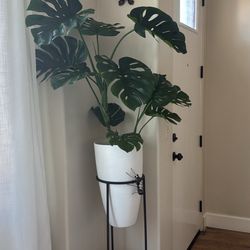 Faux Monsterra Plant With Plant Stand