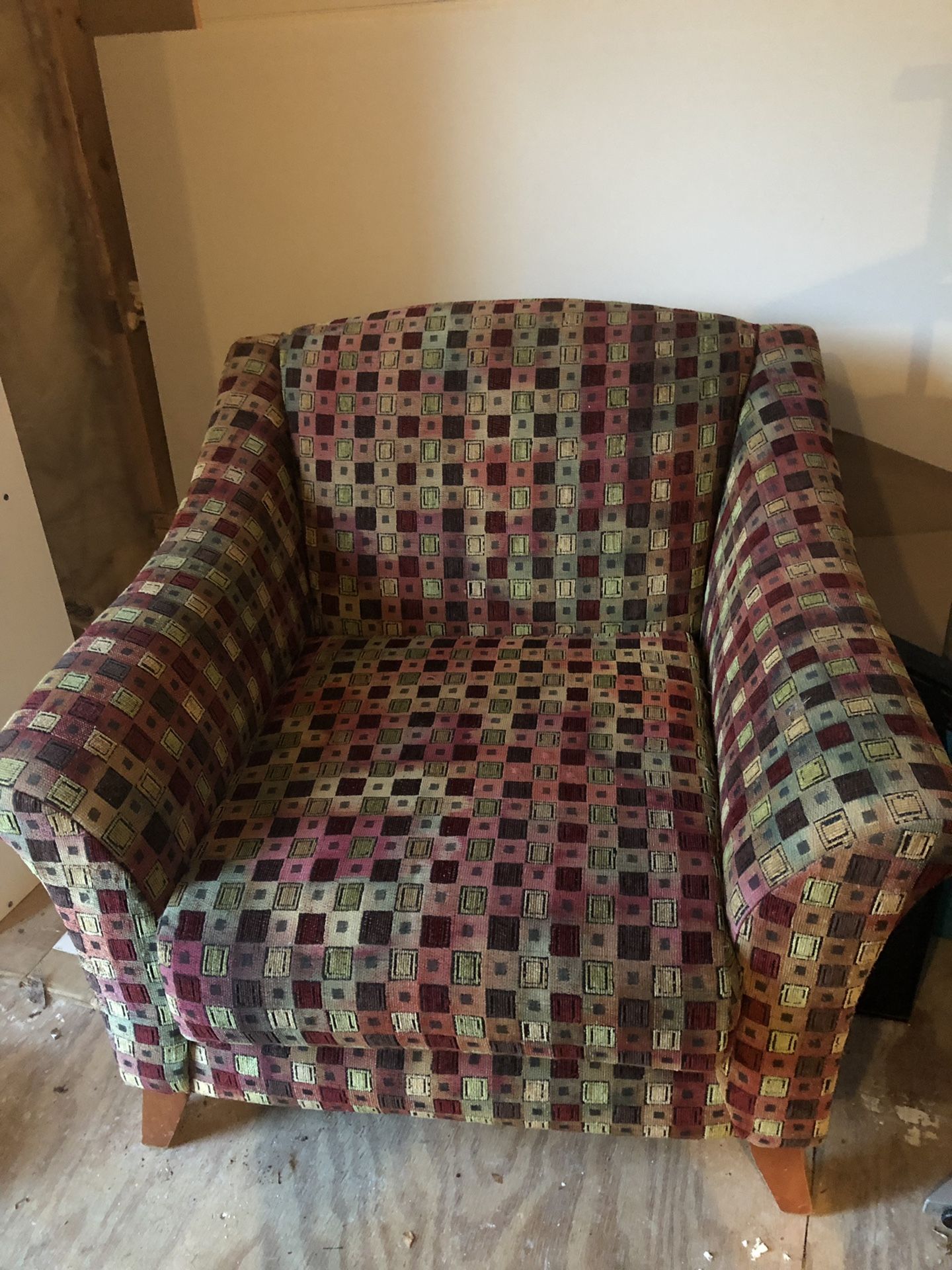 Reds and greens comfy chair
