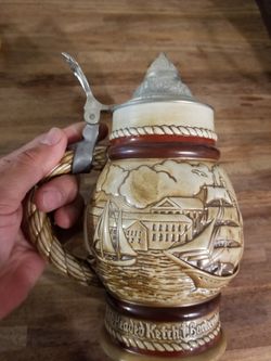 Antique avon Beer mug sailboats brown