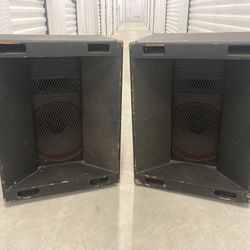Large P.A. Speakers With Powered Mixer