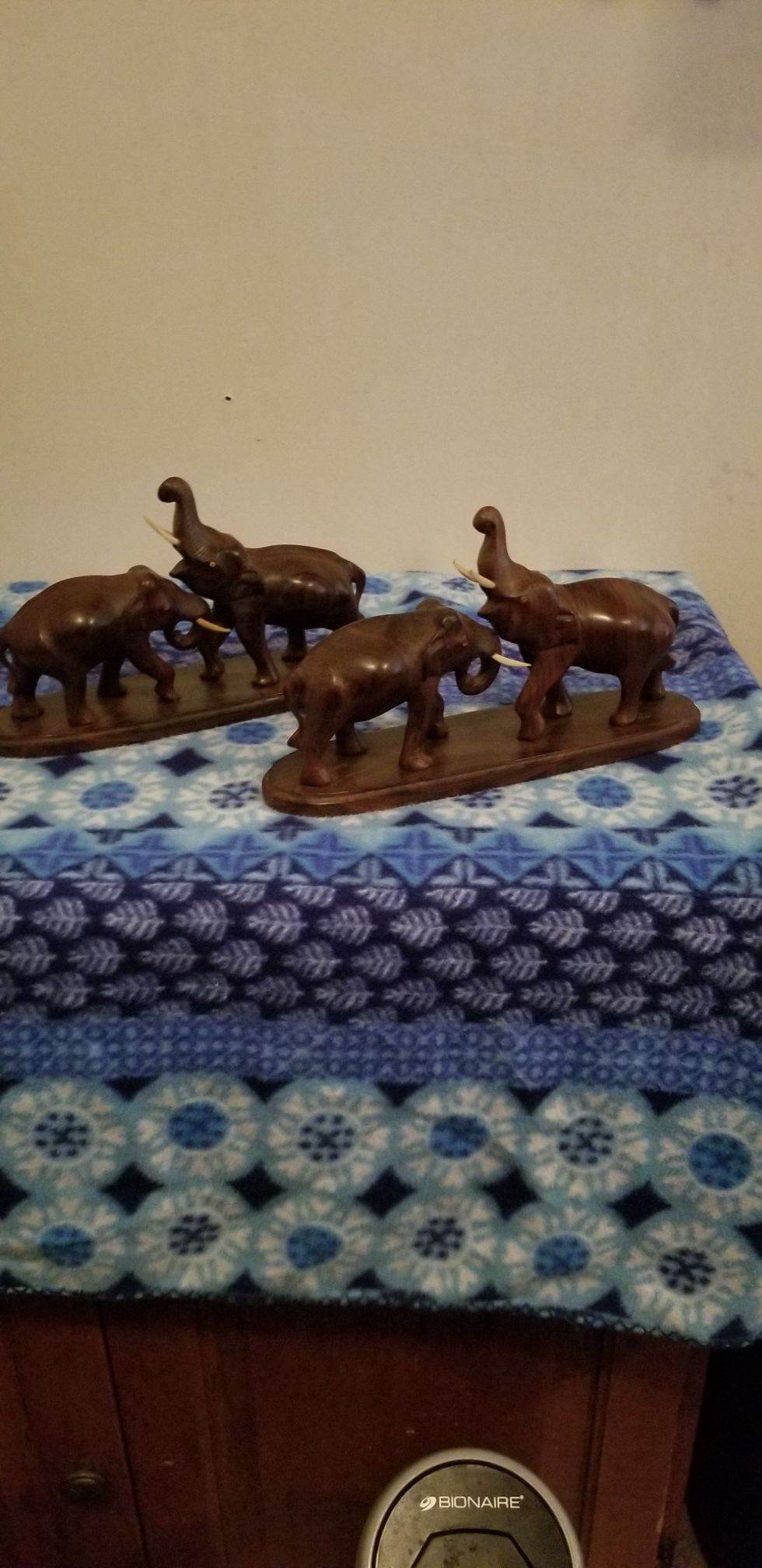 Beautifully Matched Pair Of Wood Carved Elephant Statues