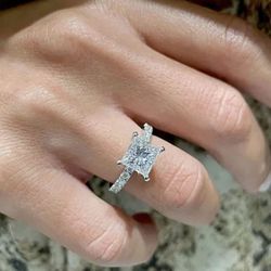 NEW! 2CTW. Princess Cut, Certified Genuine Moissanite Diamond Engagement Ring, Please See Details ♥️
