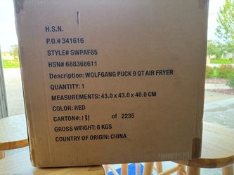 Wolfgang Puck 9 Qt Air Fryer Red