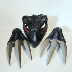 Jurassic World Therizinosaurus Mask Dinosaur Face Chomping Mask and Claws EUC